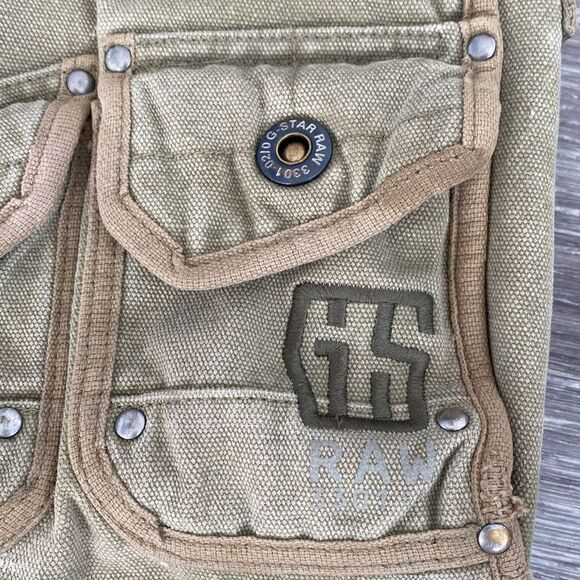 Rare G-Star Olive Green Khaki Canvas Tote Bag Adjustable Straps Street Military - Picture 5 of 16